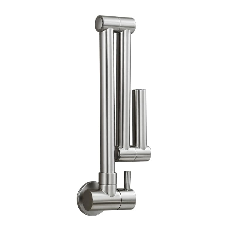 Grifo de Cocina de Pared, extraíble, Monomando, caño Giratorio de Agua fría, Plegable, Acabado Cepillado, fregaderos y cocinas.