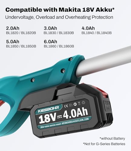 KIESBOHR Akku Hochentaster Kompatibel mit Makita 18V-Akkus, CSH001 Akku Astsäge Teleskop, 8 Zoll Kettensäge mit Verlängerung, 20 cm Schwertlänge, Motorkopf mit 15° Neigung (ohne Akku)