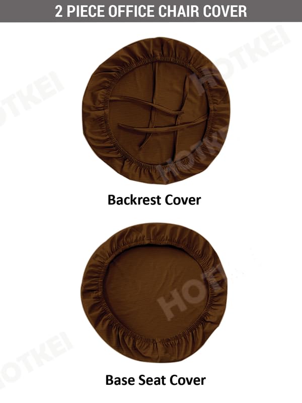 HOTKEI Dark Brown Dry Fit Office Chair Cover Pack of 1 Water Resistant Seat Chairs Covers Stretchable Rotating Computer Slipcovers Protector High Seat Cover for Office Desk Chairs 2 Pcs 2
