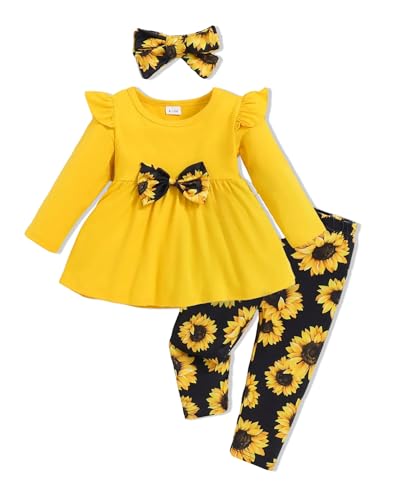 Image of Doresbebe Baby Girl Clothes Toddler Girl Outfits Infant Girl Summer Clothes for Girl Ruffle Shirt Pants+Cute Headband 3PCS