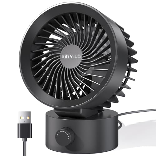 KinYiLO USB Desk Fan Small Quiet Stepless Speed Flexible Adjust Mini Fans for Home Office Dorm Desktop Portable Travel Fan Personal Cooling Plug In USB Powered Black