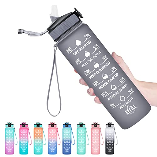 Hyeta 32 oz Water Bottles with Times to Drink and...