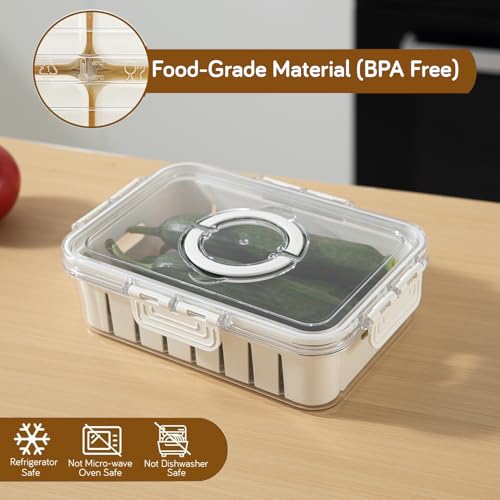 Image of HOKIPO Fridge Storage Containers - Food Grade BPA Free Plastic Food Storage Containers for Refrigerator & Freezer | Fresh Vegetable Crisper Box & Kitchen Storage Set (AR-6101)