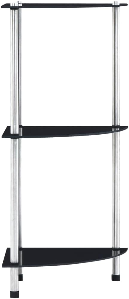 Contemporary Glass Shelf with 3 Shelves Made of Tempered Glass and Stainless Steel, Stylish Multi-Purpose Shelf for Living Room, Office or Bathroom for Storing Collectibles, Photo Frame