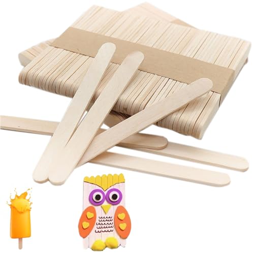 Juego de 200 Palitos de Helado de Madera Espátulas de Lengua Palitos de Cera Bricolaje Manualidades (9.3 * 1cm, O)