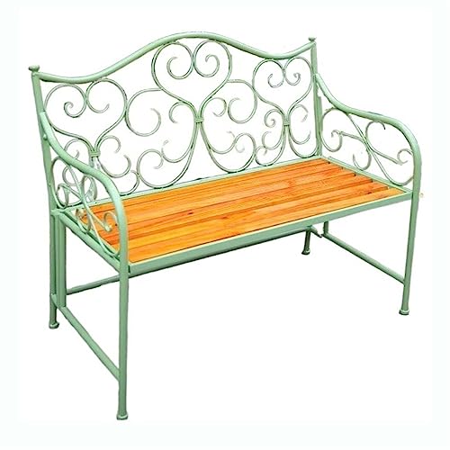 LICONG-2020 Banco de Exterior Silla de Ocio al Aire Libre de Estilo rústico, Banco de jardín Verde Retro, Silla de Patio de 2 Asientos con Respaldo for Patio, terraza, balcón, Porche Banco de jardín