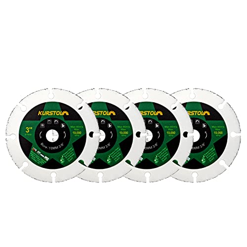 3" Cut Off Wheel for Wood Laminate Plastic - 4pcs 75mm Wood Cutting Disc Arbor 3/8"(10mm) Tungsten Carbide Cutting Blade for Rubber Plastic