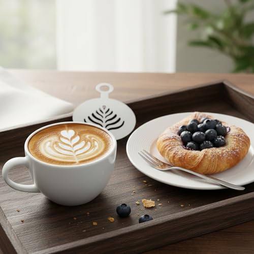 Ouligay 4 PCS Reusable Coffee Stencils - Stainless Latte Art Templates for Oatmeal, Cupcakes, Cakes, and Cappuccinos - Image 5