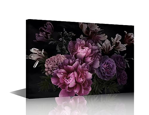Lienzo de flores para renovar tus paredes, cuadro vintage de peonías y rosas en 20x30 cm
