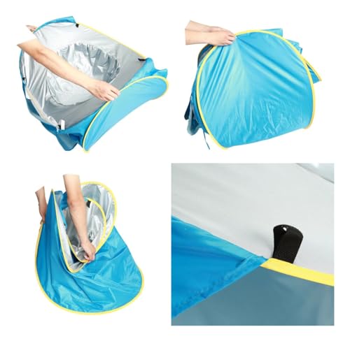 Barraca de Praia Portátil e Desmontável para Bêbes Com Proteção Solar UV e Piscina Divertida (Azul)