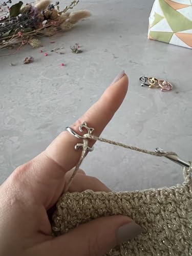 Image of Namifin Crochet Ring for Fingure Adjustable Crochet Tension Ring Yarn Tension Rings Easy Crocheting Crochet Accessories Mother Grandma Thanksgiving Presents
