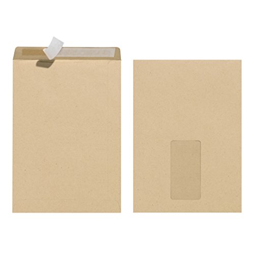 Herlitz Versandtasche C5 90 g Haftklebend mit Fenster, Recyclingpapier, blauer Engel, 10-er Packung, eingeschweißt, braun