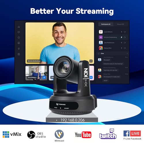 Image of TONGVEO NDI PTZ Camera with AI Auto-Tracking: 20X Optical Zoom HDMI SDI USB PoE IP 1080P 60fps Video Camera for Live Streaming Conference Room Webcam for Church Worship, OBS