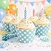 Dress My Cupcake Diamond Blue Polka Dot Cupcake Wrappers, Set of 12 – Decorative Paper Wraps for Standard Cupcakes, Party Desserts, Birthdays, Baby Showers, Weddings