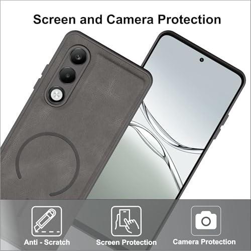 Image of SBMS Back Cover for Oppo K13x 5G / A5 5G | Ultra Slim Soft Rubberised Hard Case | Oil Feel Soft Leather Back | Mag-Safe Design (Mag-Safe Not Support) | Camera Protection Case for Oppo K13x (Gray)
