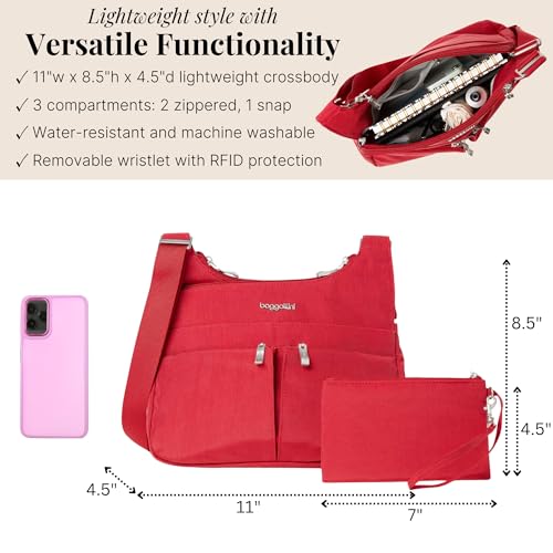 Image of Baggallini Crossbody Travel Bag 11x8.5 Lightweight Water-resistant Nylon Handbag