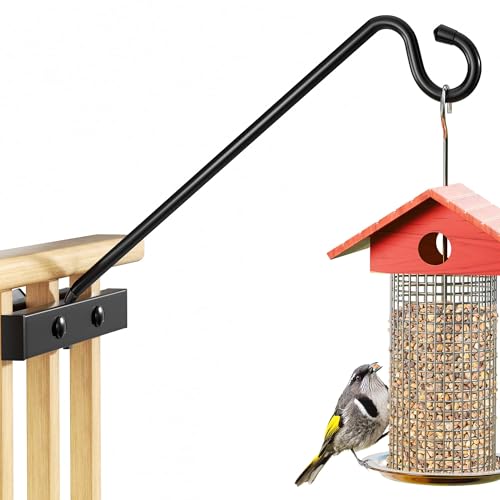 Josmimic 12-Inch Deck Bird Feeder Hanger for Railing Outdoor Decor Plant Hanger Balcony Railing Hook - 22LB Capacity - for Hanging Plants Bird Feeders Lanterns Wind Chimes