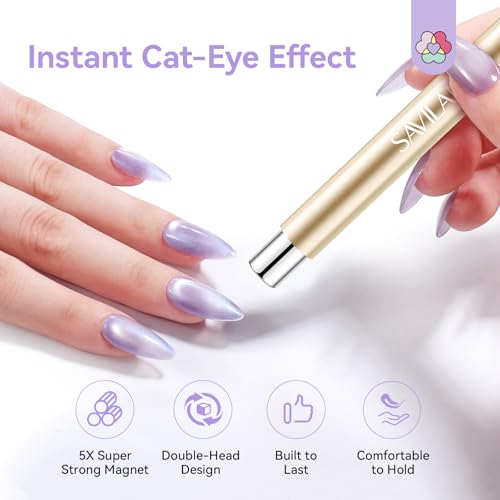 Image of SAVILAND 5X Strong Cat Eye Magnet For Nails: Double Headed Portable Magnet for Cat Eye Gel Polish with Magnetic Beads for Multi Velvet Nails Drop Resistant Salon Level Home DIY