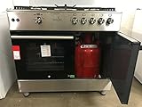 gasherd 90 cm mit drehspieß  Gasline GAG90GOXFL Matt Gas Standherd mit Flaschenschrank 90cm Propan 50 Mba
