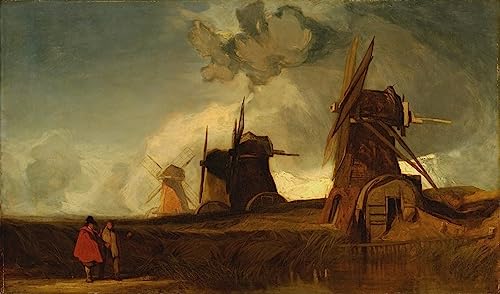 Tableau Moulins de drainage dans les Fens affiche vintage 60x90