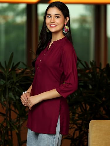 Image of Libas Womens Solid Viscose Straight Kurti for Women Suit