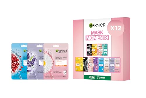 Garnier Skincare Gift Set, 12 Maskmas Giftset, Hydrating Sheet Mask Set For Dehydrated, Dull and Tired Skin, Face & Eyes with Hyaluronic Acid & Glycerin, Cruelty Free & Vegan (Pack of 12 Masks) - Image 3