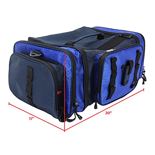 Osage River Fishing Tackle Bag, Large Waterproof Fishing Bag With Padded Shoulder Strap, Ripstop Soft Sided Tackle Bag With Fishing Pliers Holder, Blue #TOP4