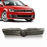 UnayKolb Front Upper Grille Grill Black W/Chrome Trim Hex Mesh for 2011 2012 2013 2014 Volkswagen VW Jetta Mk6 Sedan 1.8L/2.0L/2.5L Replace # 5C6853653A
