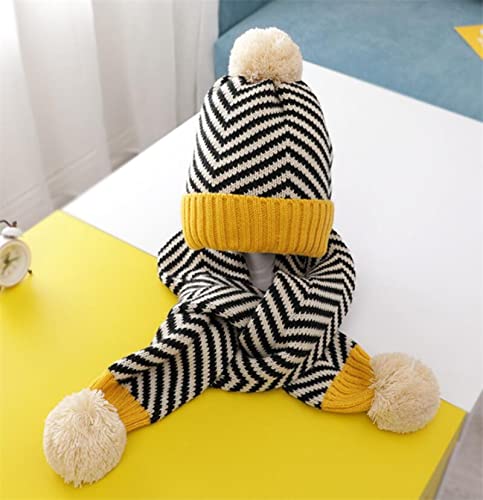 Gorro de invierno para niños y bufanda de punto rojo 44-52cm set infantil de 2 piezas con pompones 6