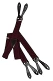 Olata Unisex Bretelle regolabili con Vera Pelle Marrone Scuro Asole, 3.5cm larghezza - Rosso Bordeaux