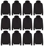 BILLIONHATS 12 Pack Of Wholesale Hoodie Sweatshirts, Men's Women's Unisex Hoodies Cotton Blend, Bulk Adults Sweatshirt, Homeless Donation (Black, X-Large)