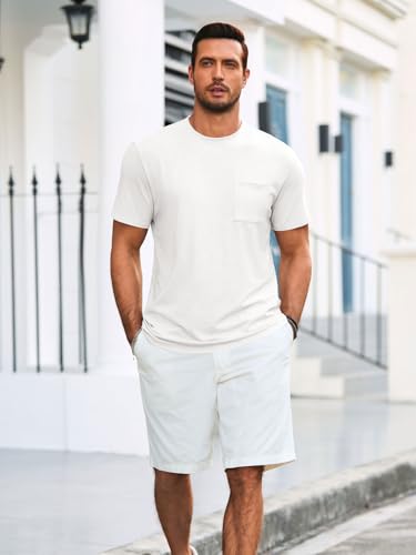 Runcati Mens Short Sleeve T Shirts Crew Neck Casual Summer Basic Shirt Lightweight Tee Tops with Pocket4