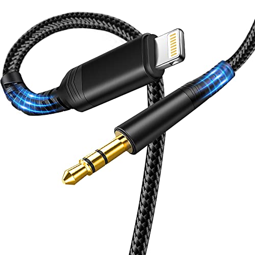 Câble de voiture pour iPhone Lightning vers prise jack 3,5 mm mâle Audio Auxiliaire [Certifié Apple MFi] pour Voiture/Haut-parleurs/Casque,Compatible avec iPhone12/13/13 Pro/11/XS Max/XR/X/8/7 Plus-1M Cover