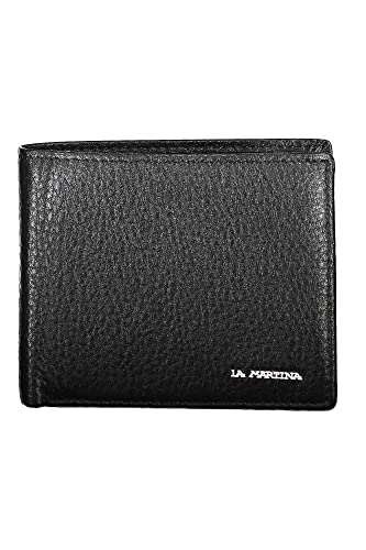 Portefeuille noir homme La Martina en cuir véritable petit format compact