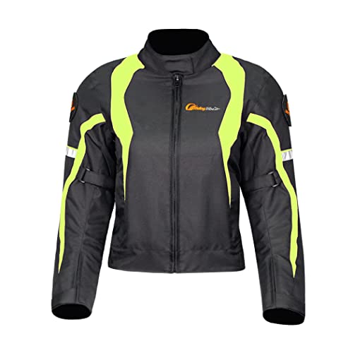 Msport Giacca Moto Donna Con Fodera Termica e Protezioni CE Rimovibili Giacca impermeabile e Traspirante - Verde XXL