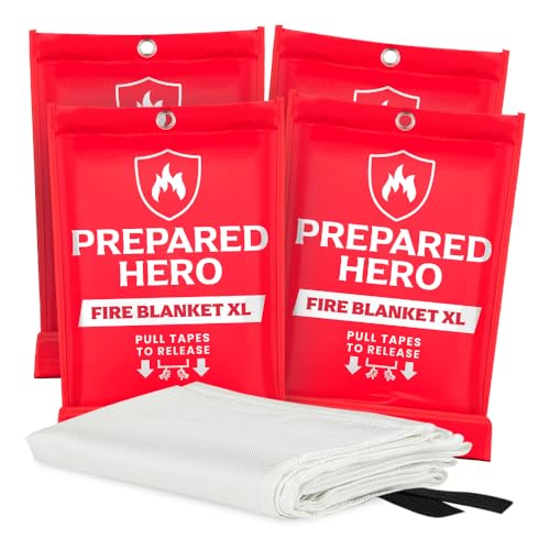 Prepared Hero Emergency Fire Blanket XL, Kitchen & Home, 47 x 71 in, 4 Pack