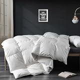 APSMILE King Size Down Feather Fibers Comforter, All Seasons Duvet Insert with 100% Organic Cotton, Fluffy Fill-Power Medium Warm Hotel Comforter Insert, (106x90, Ivory White)
