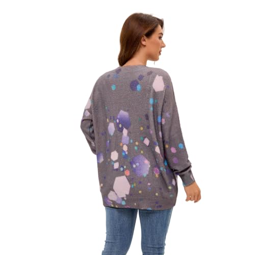 Image of Women's Oversized Graphic Print Knit Pullover Sweater
