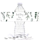 Andaz Press Winter Snowy Woodland Forest Watercolor Wedding Party Collection, Water Bottle Label Stickers, Best Day Ever Thank You, 20-Pack, Wedding Wine Bottle Favor Labels