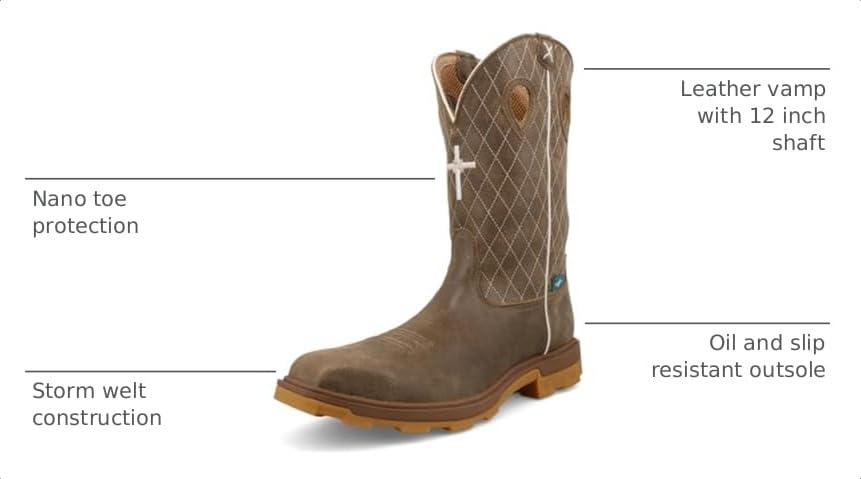 Image of Twisted X Men's 12 inch Pull On Nano Composite Toe UltraLite X Waterproof Western Work Boot