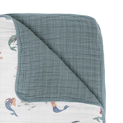 Image of Little Unicorn Muslin Quilt Blanket | 100% Cotton Soft Multi-Layered Muslin Fabric | Toddler & Baby Blanket | 47 inchx47 inch | for Nursery, Crib, Shower Gifts (Mermaids)