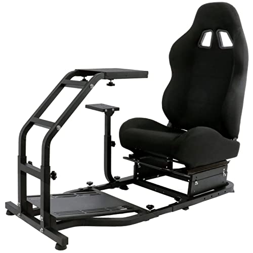 Anman Racing Simulator Mount With Gaming Seat fit for PC PS4 XBOX ONE Racing Wheel Stand Video Game for Logitech G25/27 G29 G920 Fanatec Thrustmaster T500RS T300RS, NOT Include Wheel Shifter Pedal - Thumbnail 2