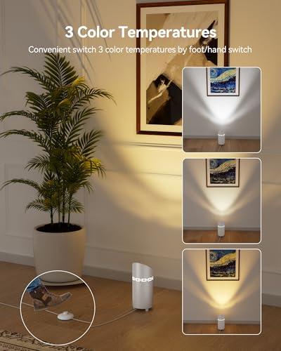 Image of 2 Pack Uplights Indoor Floor Can Lights, 3000K /4000K /6000K Spotlight Indoor with GU10 Bulbs, Uplighting Spotlights with Foot Switch for Living Room Corner Sofa House Plant Wall Artwork Decor