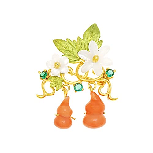 Damen-Brosche, Elegante Accessoires für Damen, südroter Achat, kürbisförmige Brosche, luxuriöse Hochzeits-Party-Brosche, Schmuck, Exquisite Broschen