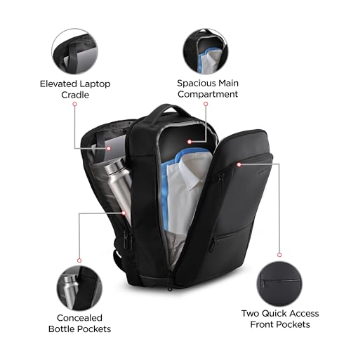 Image of HARISSONS Stratos 35L Business Travel Laptop Backpack | Fits 15.6 inch Laptop | Water-Resistant | USB Port | Rain Cover | Anti-Theft Pocket | Work, Commute & Travel |