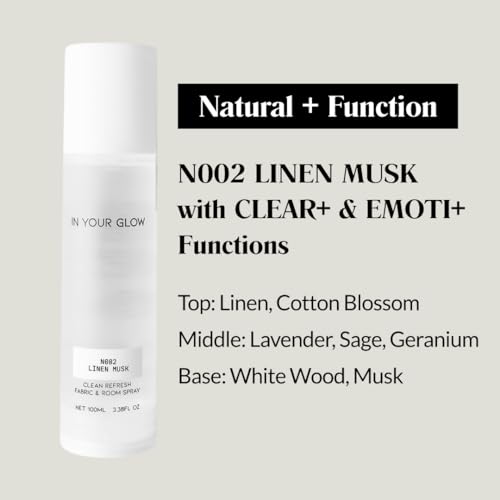 Image of In Your Glow - N002 LINEN MUSK - Long-Lasting Clean Fabric & Room Mist Spray 100ml | Unisex Luxury Fragrance Spray & Odor Eliminator