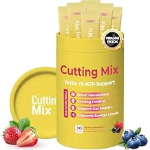 Cutting Drink Mix Supports Digestive Health, Satiety, and Natural Energy with 5-HTP, Berberine, Cinnamon, Chromium, Yerba Mate, FOS - Strawberry Acai Flavor - 30 Servings