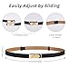 Fianmy Skinny Leather Belts for Women with Adjustable Silver Turn-Lock Buckle for Dresses Jeans and Pants (Black with Gold Buckle and Brown with Gold Buckle)