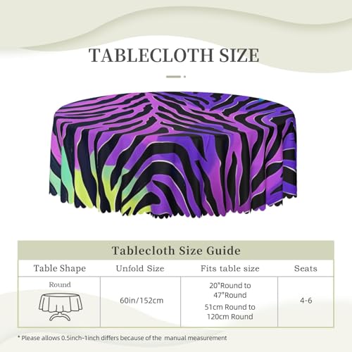 Nappe ronde zèbre 152 cm : polyester lavable de haute densité avec dentelle