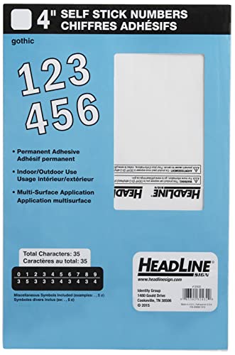 Headline Sign 32432 Stick-On Vinyl Numbers, White, 4-Inch, Made in USA - Thumbnail 5